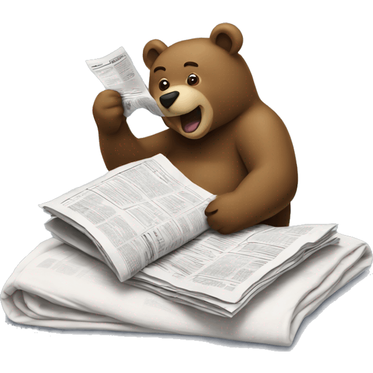 bear laying on bed, reading newspaper emoji