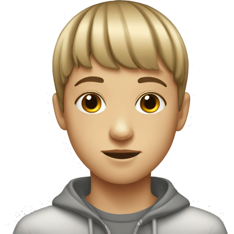 teenager with bowl cut and disability  emoji