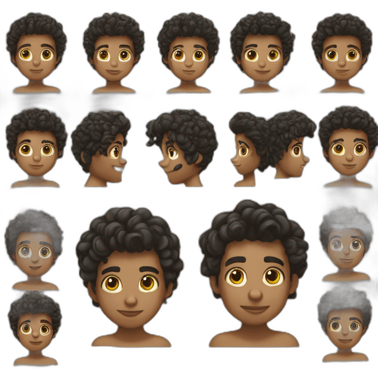 Chico Adolescente piel clara pelo negro coronilla rizada emoji