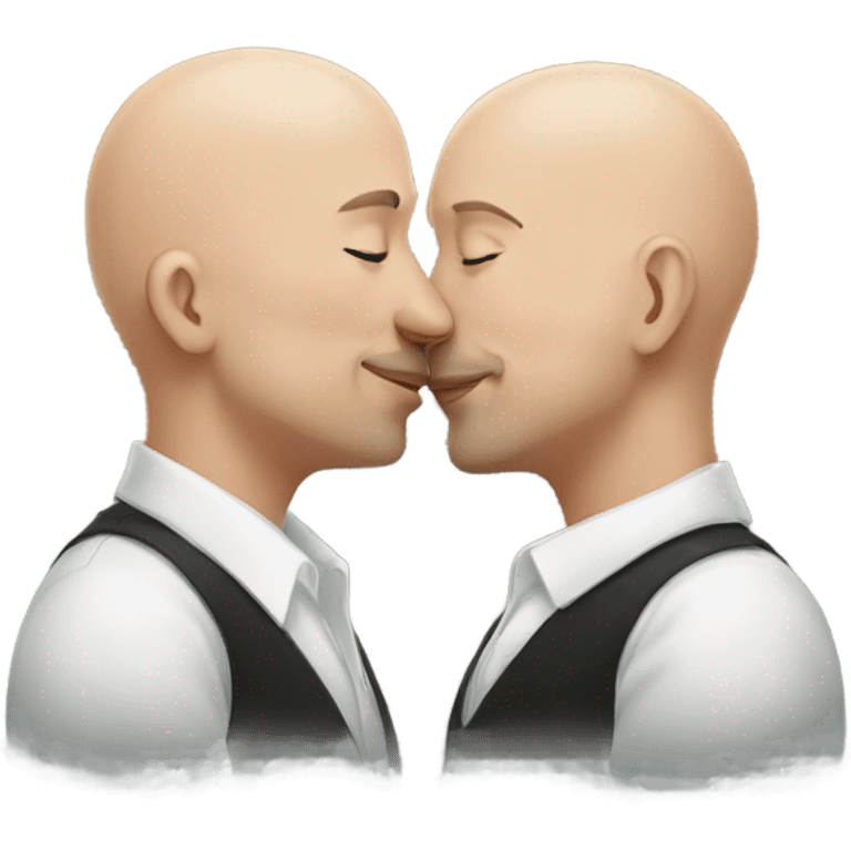 Two bald white men kissing  emoji