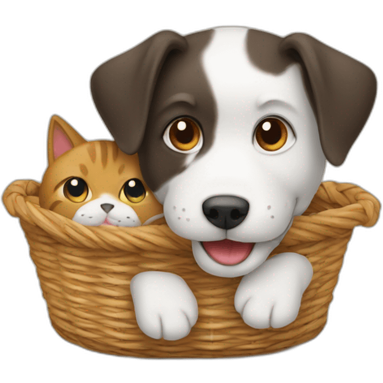 Chien et chat dans un panier emoji