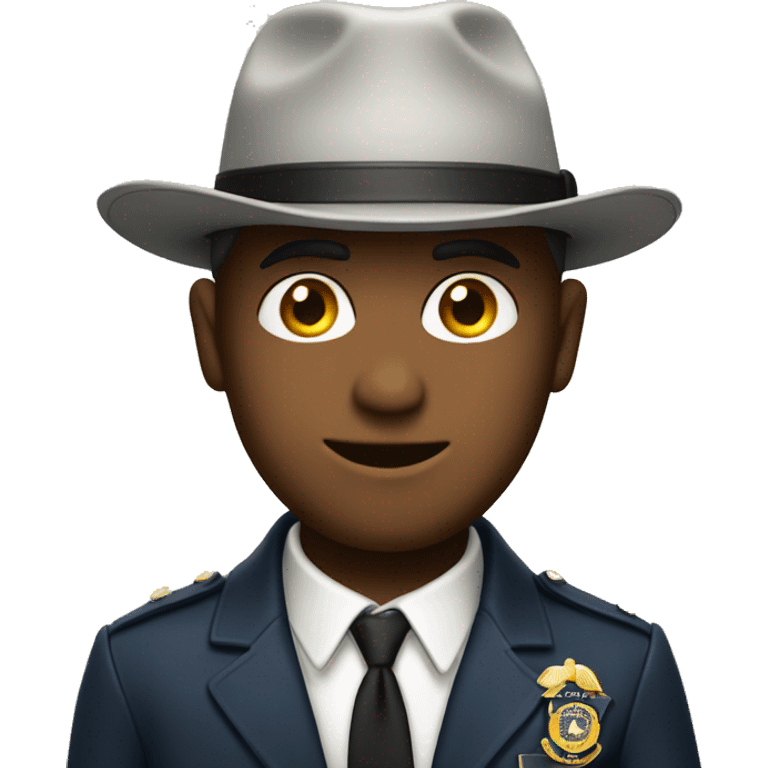 flirty face with fbi hat on emoji