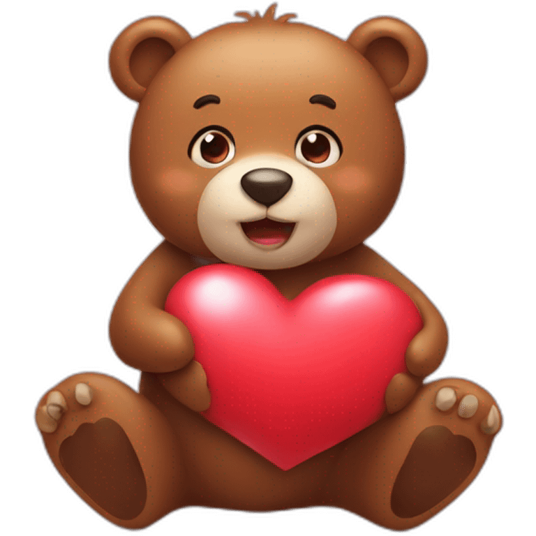 Bear in love with hearts emoji