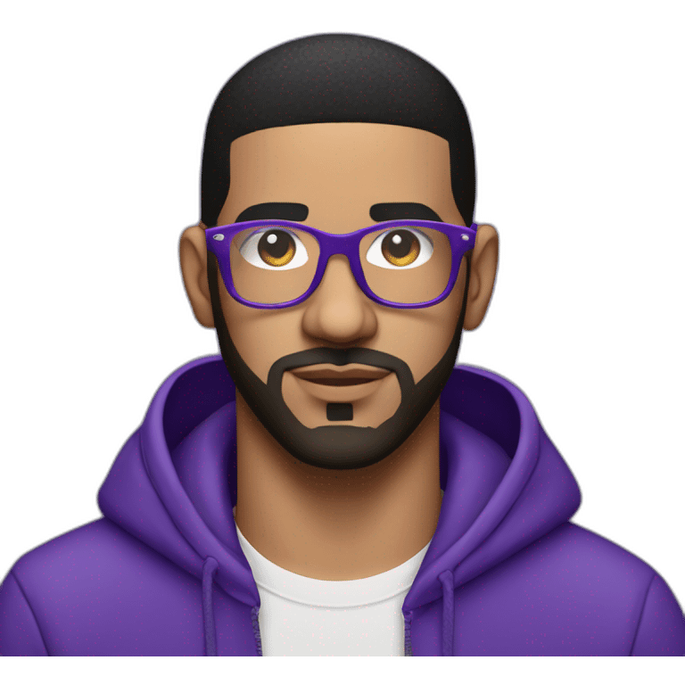 dj drake in purple hoodie and shiny rectangular glasses emoji