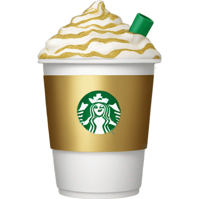 starbucks coffee in gold color christmas theme  emoji