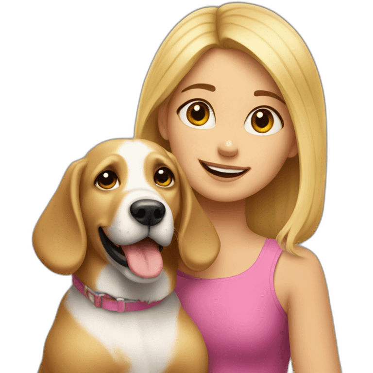 perro con una niña rubia emoji