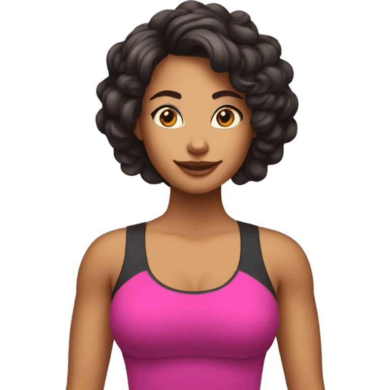 mujer de cabello corto hasta los hombros gimnasio emoji