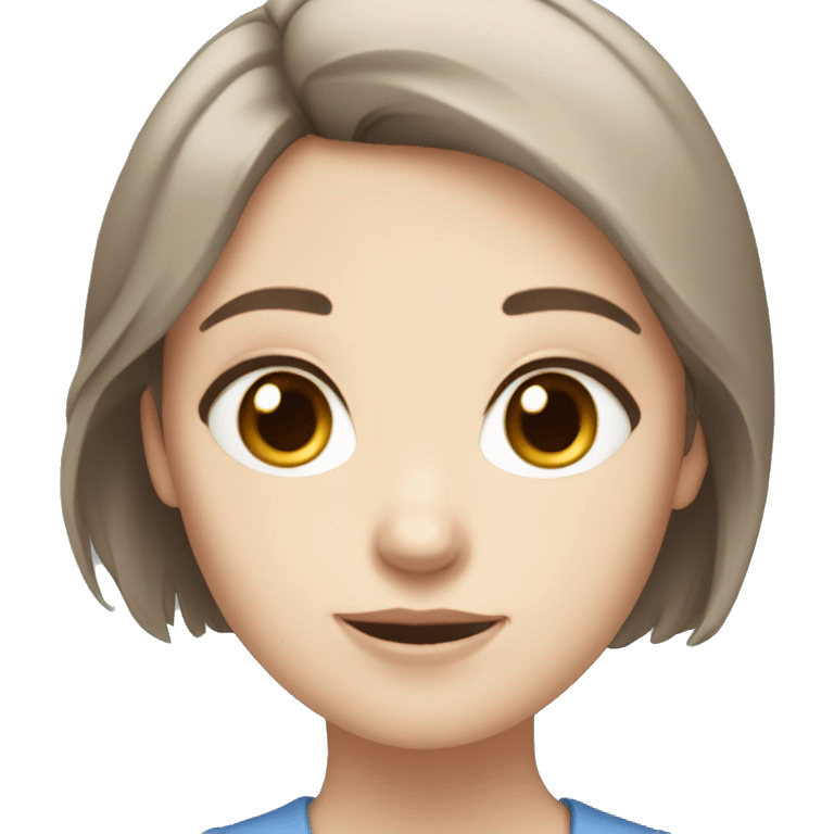 Brown hair blue eyes short hair white skin tone a girl  emoji