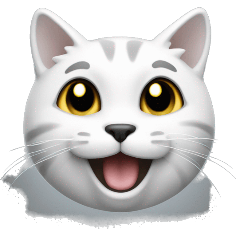 Gato blanco con negro feliz  emoji