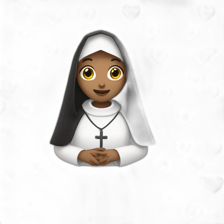 nun surrounded by black hearts emoji