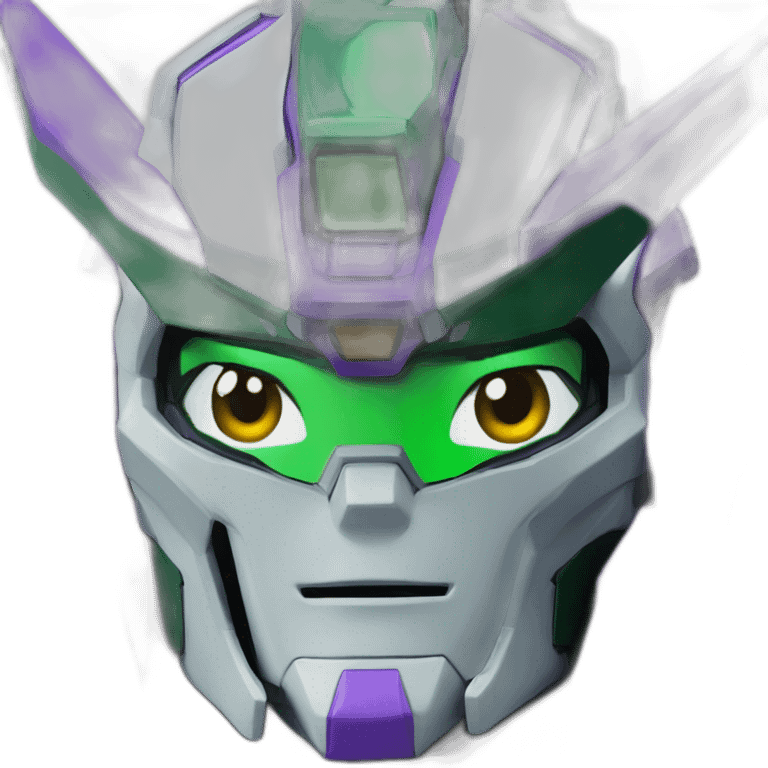 purple and green gundam mecha face emoji