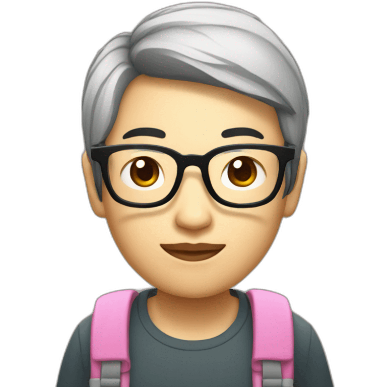 Apple style Asian developer with glasses and a cup of bubble tea emoji