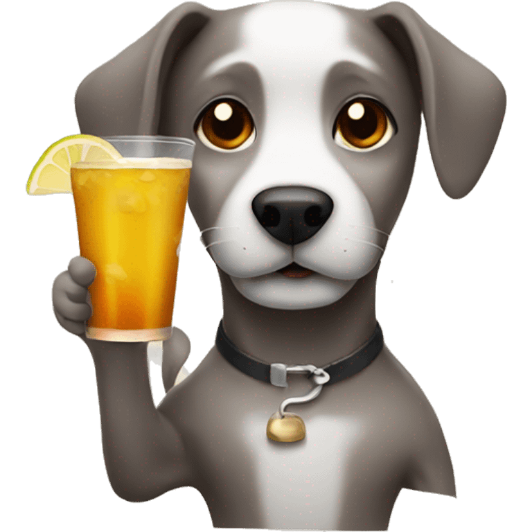 Dog with a drink emoji