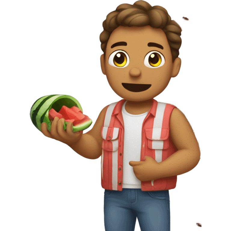 guy with watermelon and chicken in his hands emoji