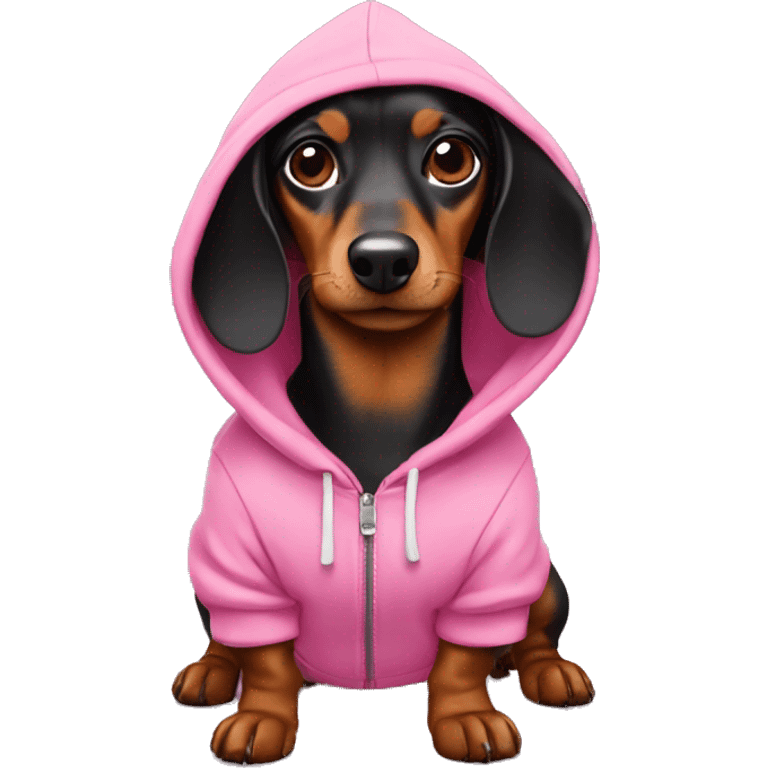 Dachshund Wearing a pink hoodie emoji