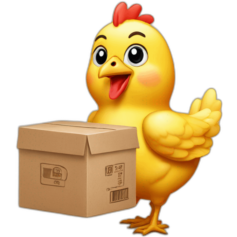 mini chicken with a box of delivery emoji