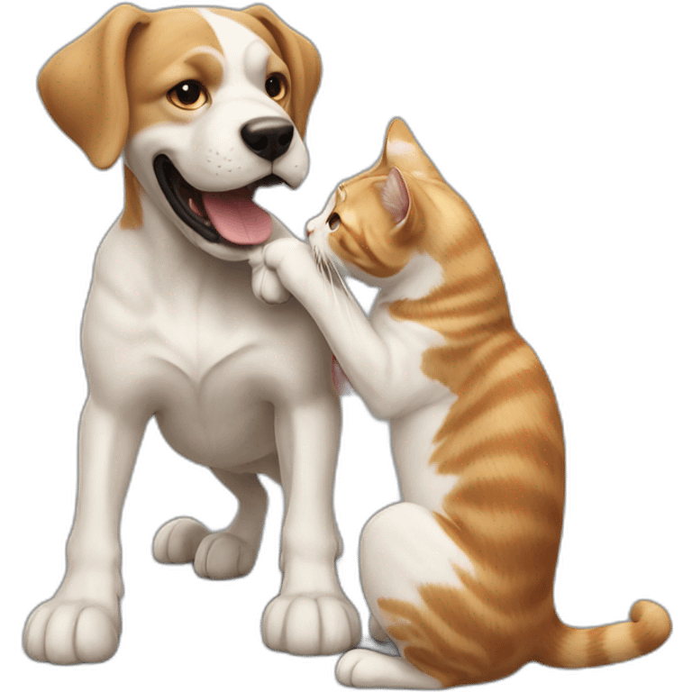 Cat and dog fight emoji