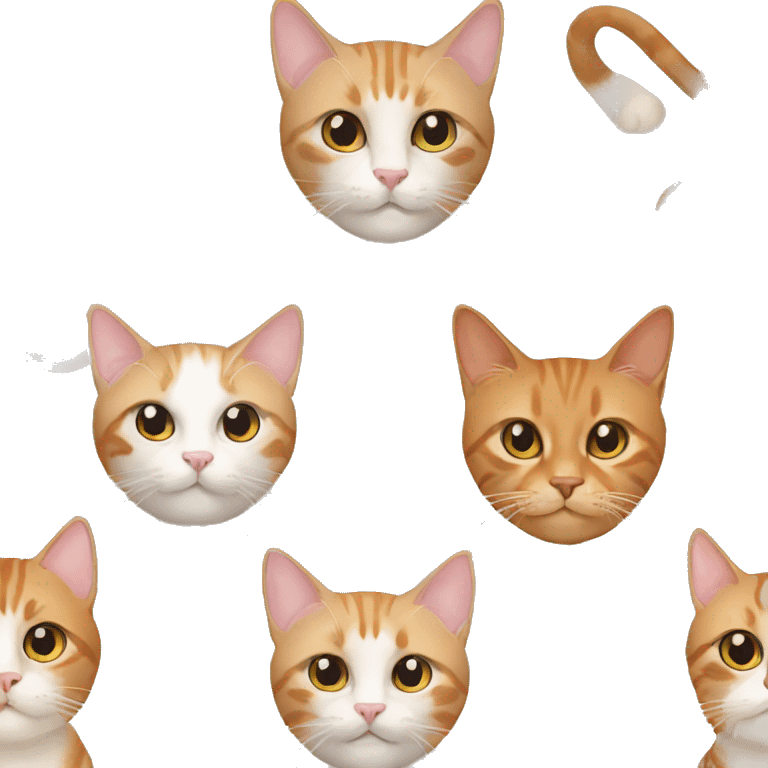 two cats, one siamese tabby and one ginger tabby emoji