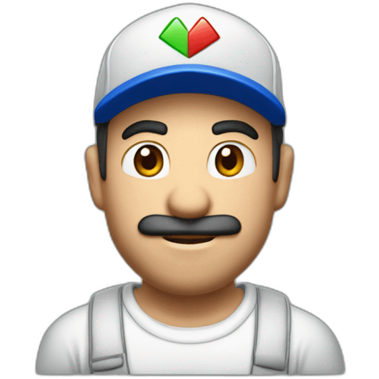 Homme blanc habillé avec la casquette de  Mario emoji