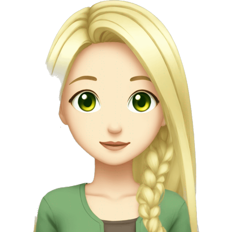 Anime girl cute blond green eyes emoji