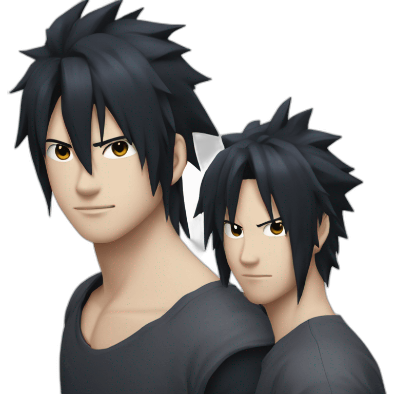 sasuke in black t shirt black hair waved hair emoji