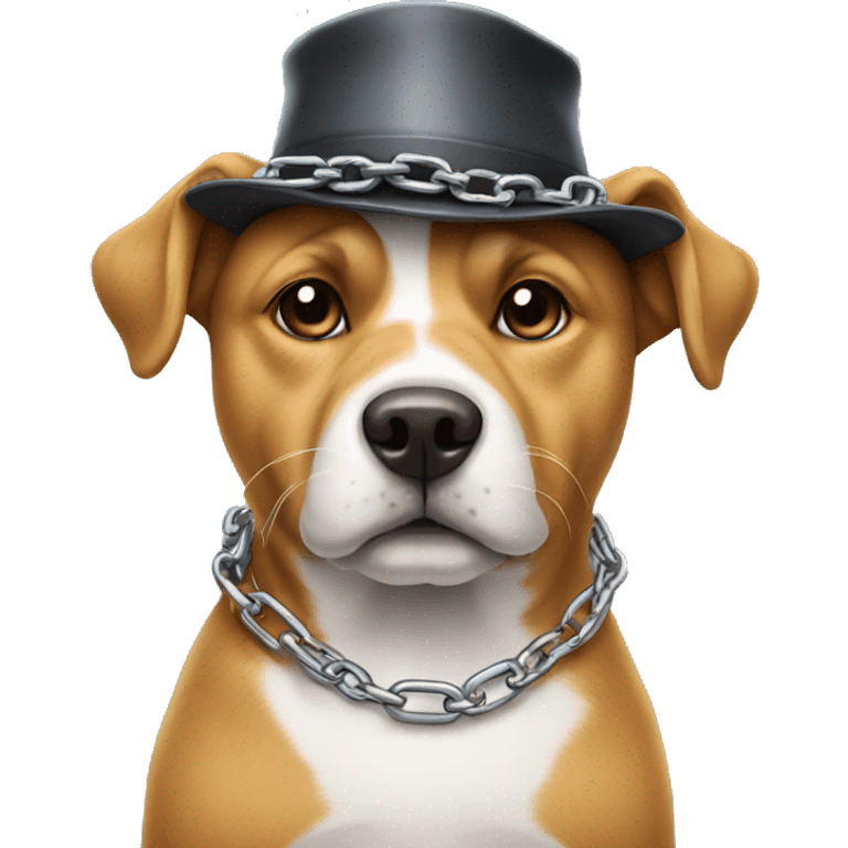 Dog with hat on and chains emoji