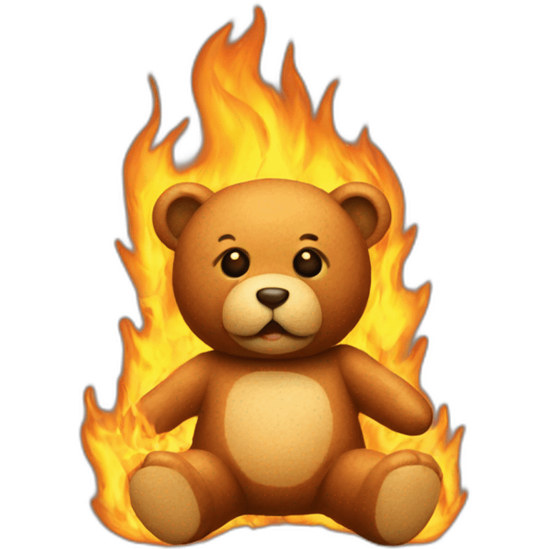 Burning teddy emoji