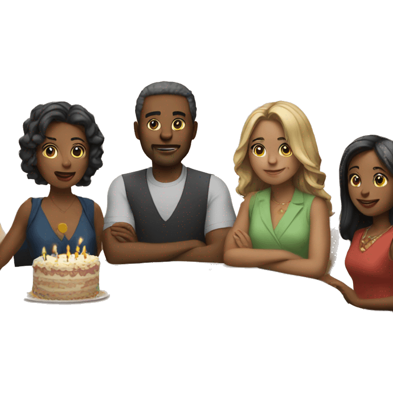 PEOPLE ARE SITTING AT THE TABLE FOR THE birthday event emoji