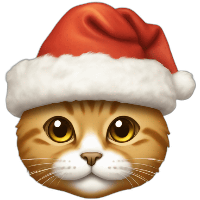 Fluffy cat caramel Christmas hat emoji