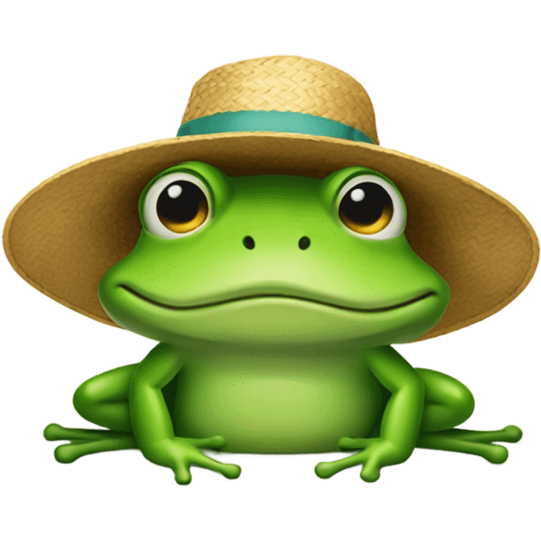 Frog wearing straw hat emoji