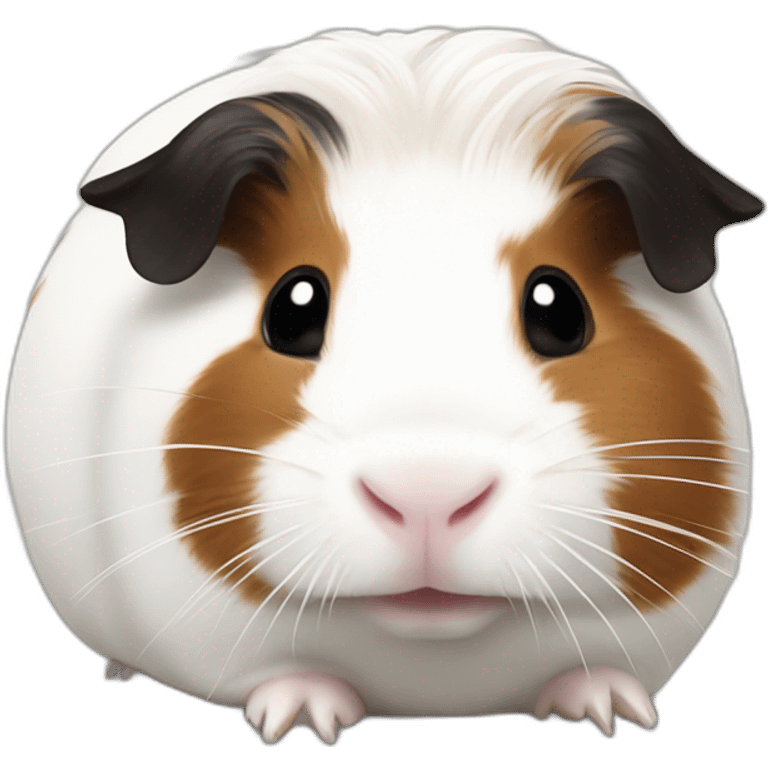 White Guinea pig with large black and brown spots emoji