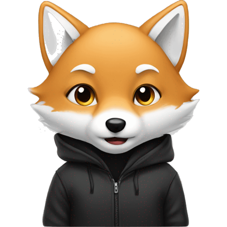 Snow fox with black hoodie  emoji