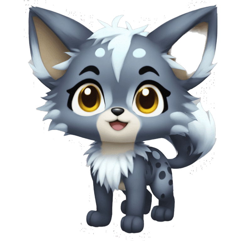 shiny, spotted, Kemono-style, Chibi, Anthro-Fur-Sona-Fakémon, Full Body emoji