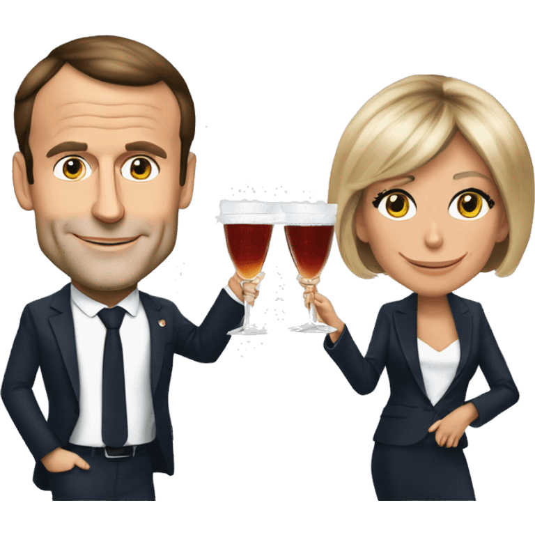 Emmanuel macron et brigitte macron boivent du thé emoji