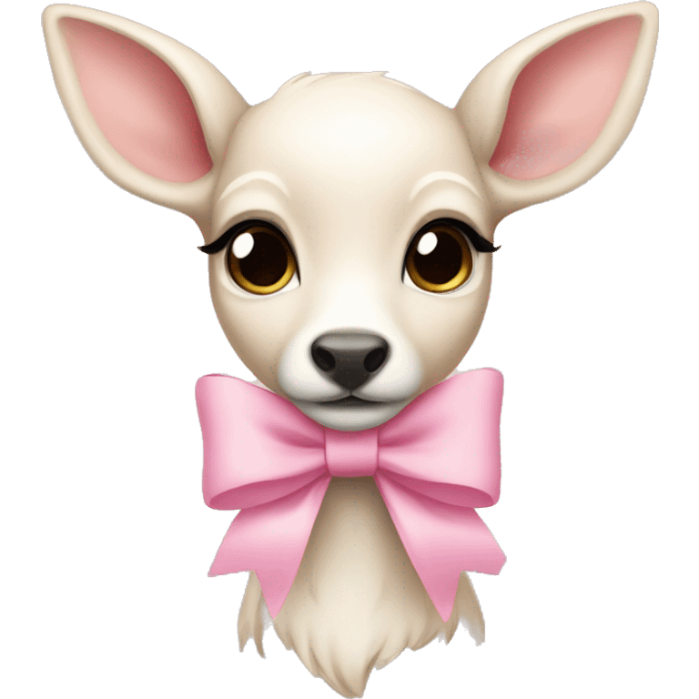 White fawn with a pink pastel bow  emoji