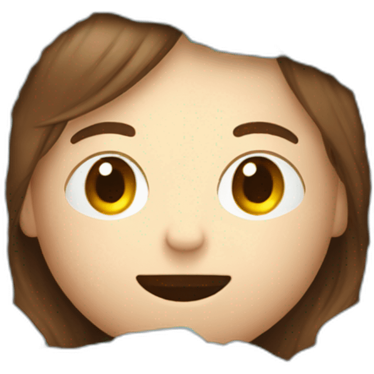 Someone putting his face inside a light blue pillow, instead of the emoji face put a girl with slightly wavy brown hair emoji