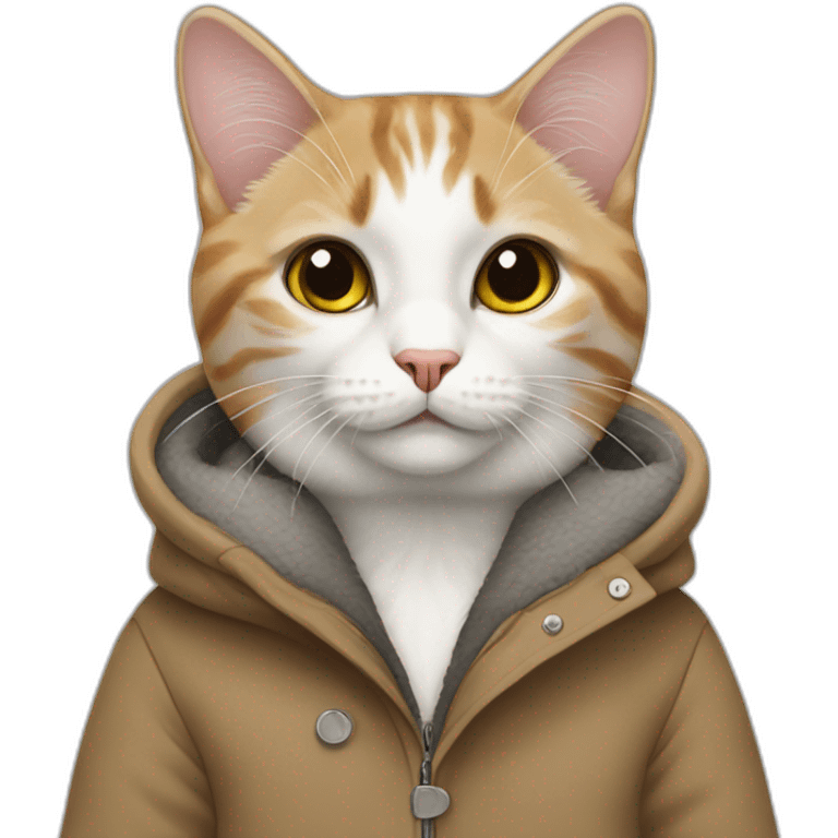 Mix breed cat in a Zara winter coat emoji