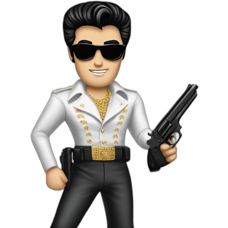 Posh spy elvis Presley with gun emoji