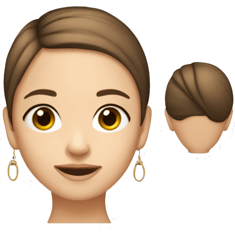 Girl, white, hoop earings, short brown straight hair emoji