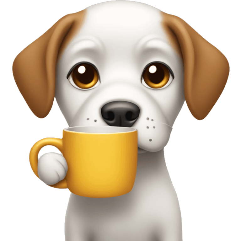 Dog holding a mug emoji