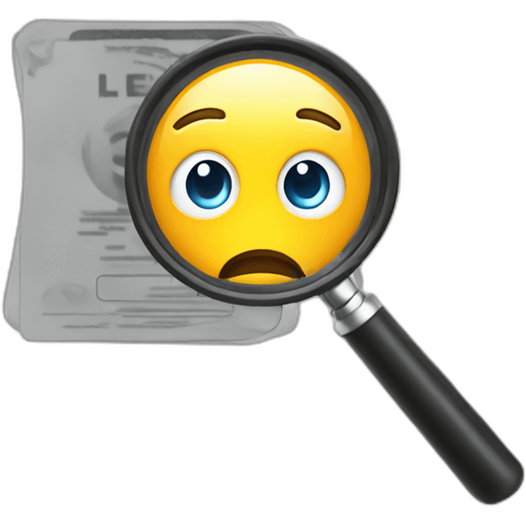 magnifying glass hovering over drivers license emoji