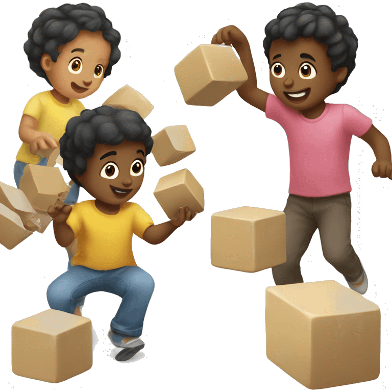 little Kids playing with blocks emoji