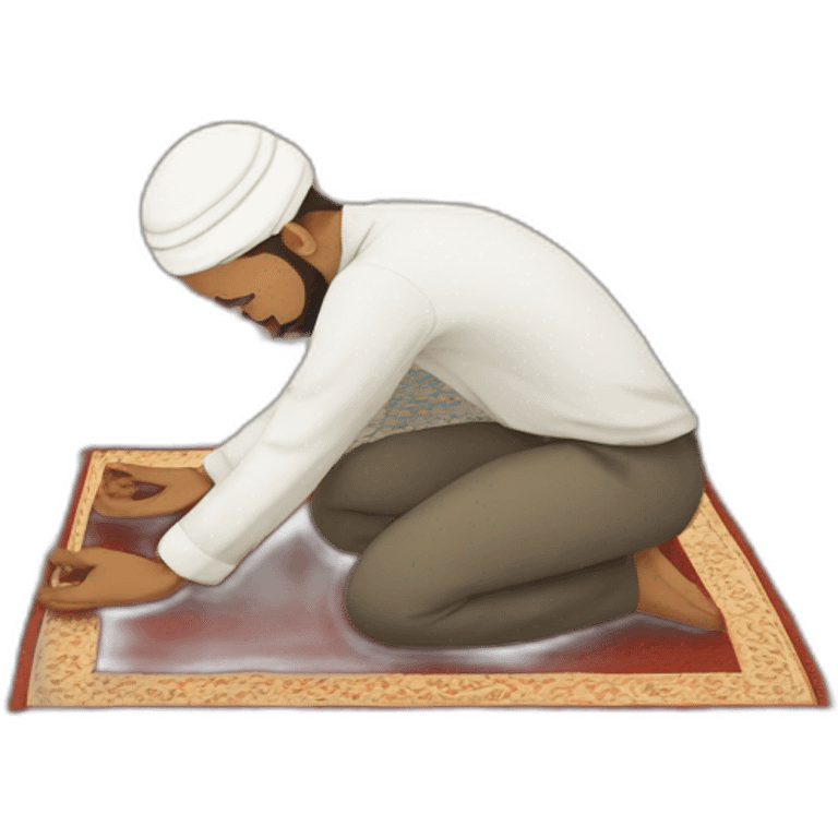 Muslim man prostrating himself on a carpet emoji