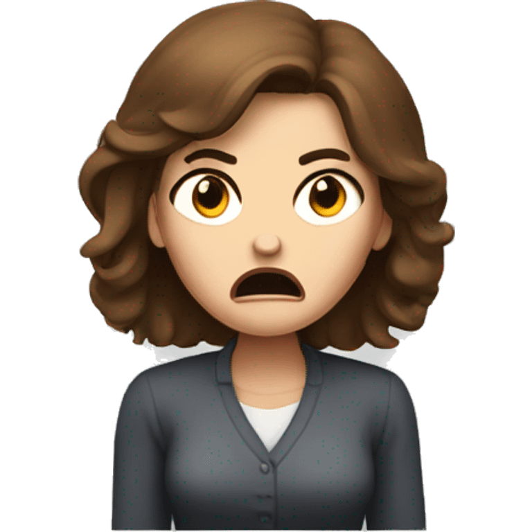 Very angry lady with brown hair emoji