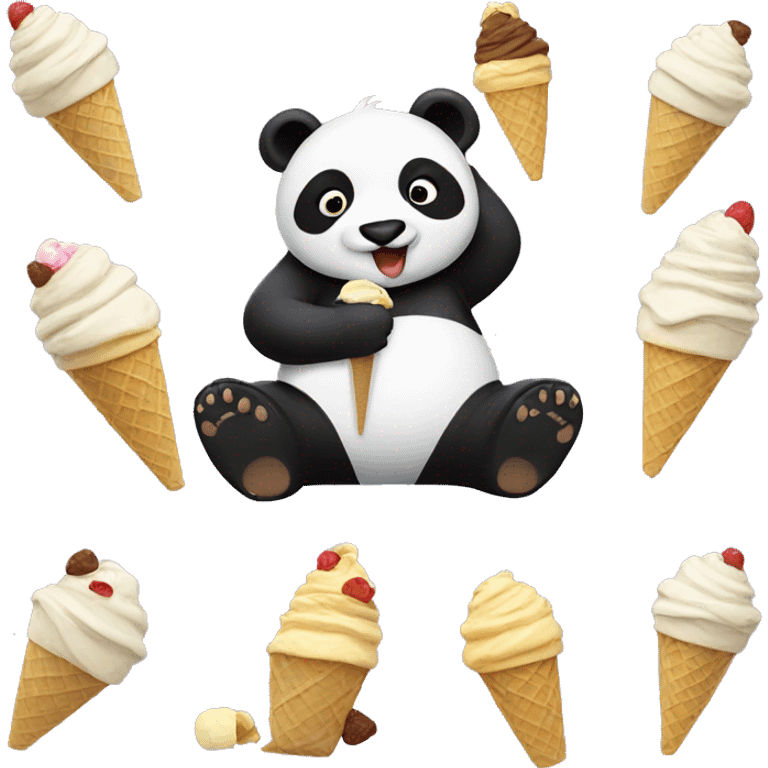 Panda eating ice cream emoji