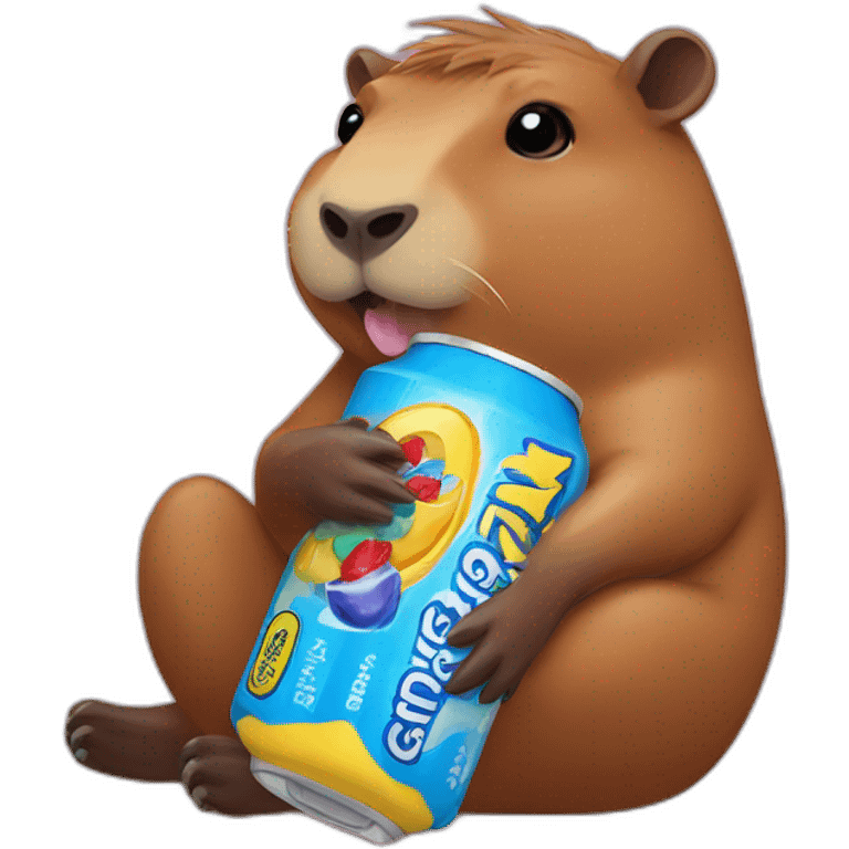 Capybara drinking a caprisun emoji