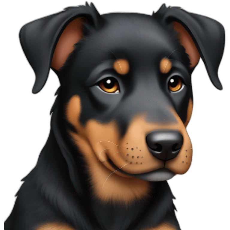 Sleeping black and brown beauceron puppy with white chest and chin emoji