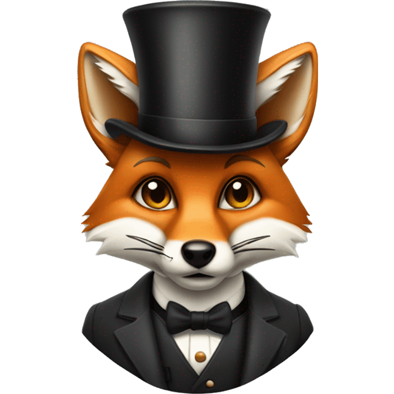 fox face with cylinder hat wearing a monocle emoji