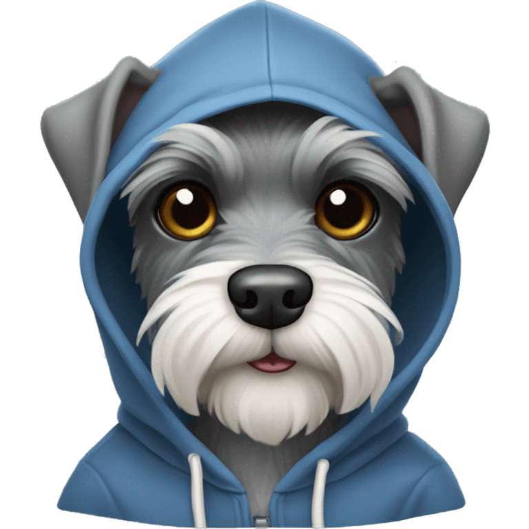 mini schnauzer wearing a hoodie emoji