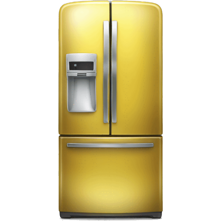 Realistic metallic yellow fridge isolated.  emoji